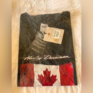 Harley Davidson Women V neck Tee Canada 100 years large NWT